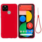 For Google Pixel 5A Solid Color Liquid Silicone Dropproof Full Coverage Protective Case(Red) - 1