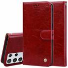 For Samsung Galaxy S21 Ultra 5G Business Style Oil Wax Texture Horizontal Flip Leather Case with Holder & Card Slots & Wallet(Red) - 1