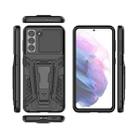 For Samsung Galaxy S21 5G War Chariot Series Armor All-inclusive Shockproof PC + TPU Protective Case with Invisible Holder(Black) - 2