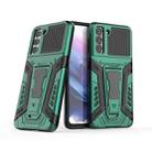 For Samsung Galaxy S21 5G War Chariot Series Armor All-inclusive Shockproof PC + TPU Protective Case with Invisible Holder(Green) - 2
