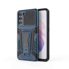 For Samsung Galaxy S21 5G War Chariot Series Armor All-inclusive Shockproof PC + TPU Protective Case with Invisible Holder(Blue) - 1