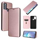 For Motorola Moto G50 Carbon Fiber Texture Horizontal Flip TPU + PC + PU Leather Case with Card Slot(Pink) - 1