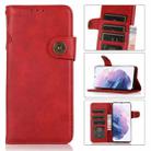 For Samsung Galaxy S21+ 5G KHAZNEH Dual-Splicing Cowhide Texture Horizontal Flip Leather Case with Holder & Card Slots & Wallet & Lanyard(Red) - 1