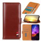 For Realme V13 5G /  Realme 8 5G 3-Color Pearl Texture Magnetic Buckle Horizontal Flip PU Leather Case with Card Slots & Wallet & Holder(Brown) - 1