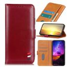 For Realme V13 5G /  Realme 8 5G 3-Color Pearl Texture Magnetic Buckle Horizontal Flip PU Leather Case with Card Slots & Wallet & Holder(Wine) - 1