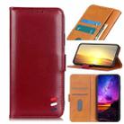For Samsung Galaxy A22 4G (EU Version) 3-Color Pearl Texture Magnetic Buckle Horizontal Flip PU Leather Case with Card Slots & Wallet & Holder(Wine) - 1