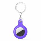 Gel Leather Case Cover with Switchable Keychain Ring for AirTag(Dark Purple) - 1