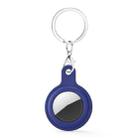 Gel Leather Case Cover with Switchable Keychain Ring for AirTag(Midnight Blue) - 1