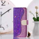 For Xiaomi Redmi Note 9 5G Laser Glitter Powder Matching Crocodile Texture Horizontal Flip Leather Case with Card Slots & Holder & Wallet(Purple) - 1