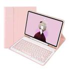 YT098B Detachable Candy Color Skin Feel Texture Round Keycap Bluetooth Keyboard Leather Case For iPad Air 4 10.9 2020 / Air 5 10.9 2022 (Pink) - 1