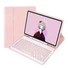 YT102B Detachable Candy Color Skin Feel Texture Round Keycap Bluetooth Keyboard Leather Case For iPad 10.2 2020 & 2019 / Air 2019 / Pro 10.5 inch(Pink) - 1