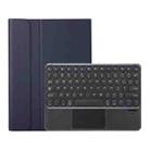 YA07B-A Detachable Lambskin Texture Round Keycap Bluetooth Keyboard Leather Tablet Case with Touch Control & Pen Slot & Stand For iPad 9.7 inch (2018) & (2017) / Pro 9.7 inch / Air 2 / Air(Dark Blue) - 2