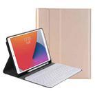 YA098B Detachable Lambskin Texture Round Keycap Bluetooth Keyboard Leather Tablet Case with Pen Slot & Stand For iPad Air 4 10.9 inch (2020) / Pro 11 inch (2020) & (2018)(Gold) - 1