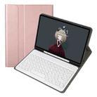 YA07B Detachable Lambskin Texture Round Keycap Bluetooth Keyboard Leather Tablet Case with Pen Slot & Stand For iPad 9.7 inch (2018) & (2017) / Pro 9.7 inch / Air 2 /Air(Rose Gold) - 1