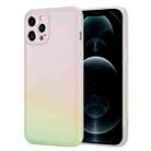 Colorful Halo Dyed Stripe Straight Edge Magic Cube Protective Case For iPhone 11(Pink  Green) - 1