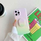 Colorful Halo Dyed Stripe Straight Edge Magic Cube Protective Case with Holder For iPhone 11(Pink Green) - 1