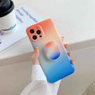 Colorful Halo Dyed Stripe Straight Edge Magic Cube Protective Case with Holder For iPhone 11(Orange Blue) - 1