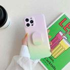 Colorful Halo Dyed Stripe Straight Edge Magic Cube Protective Case with Holder For iPhone 12 mini(Pink Green) - 1