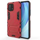 For Xiaomi Mi 11 Lite Shockproof PC + TPU Protective Case with Hidden Holder(Red) - 1