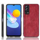 For vivo Y72 5G / iQOO Z3 5G Shockproof Sewing Cow Pattern Skin PC + PU + TPU Case(Red) - 1