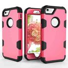 Contrast Color Silicone + PC Shockproof Case For iPhone 6(Rose Red+Black) - 1