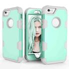 Contrast Color Silicone + PC Shockproof Case For iPhone 6(Mint Green+Grey) - 1