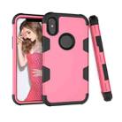 Contrast Color Silicone + PC Shockproof Case For iPhone XS / X(Rose Red+Black) - 1