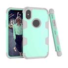 Contrast Color Silicone + PC Shockproof Case For iPhone XS / X(Mint Green+Grey) - 1