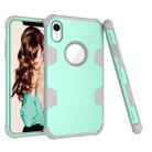 Contrast Color Silicone + PC Shockproof Case For iPhone XR(Mint Green+Grey) - 1