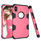 Contrast Color Silicone + PC Shockproof Case For iPhone XS Max(Rose Red+Black) - 1