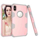 Contrast Color Silicone + PC Shockproof Case For iPhone XS Max(Rose Gold+Grey) - 1