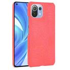 For Xiaomi Mi 11 Lite Shockproof Crocodile Texture PC + PU Case(Red) - 1