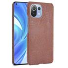 For Xiaomi Mi 11 Lite Shockproof Crocodile Texture PC + PU Case(Brown) - 1