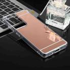 For Samsung Galaxy S21 Ultra 5G TPU + Acrylic Luxury Plating Mirror Phone Case Cover(Rose Gold) - 1