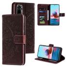 For Xiaomi Redmi Note 10 5G Totem Flower Embossed Horizontal Flip TPU + PU Leather Case with Holder & Card Slots & Wallet(Brown) - 1