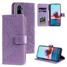 For Xiaomi Redmi Note 10 5G Totem Flower Embossed Horizontal Flip TPU + PU Leather Case with Holder & Card Slots & Wallet(Purple) - 1