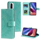 For Xiaomi Redmi K40 Totem Flower Embossed Horizontal Flip TPU + PU Leather Case with Holder & Card Slots & Wallet(Green) - 1