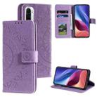 For Xiaomi Redmi K40 Totem Flower Embossed Horizontal Flip TPU + PU Leather Case with Holder & Card Slots & Wallet(Purple) - 1