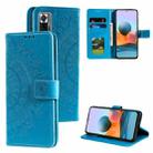 For Xiaomi Redmi Note 10 Pro Max Totem Flower Embossed Horizontal Flip TPU + PU Leather Case with Holder & Card Slots & Wallet(Blue) - 1