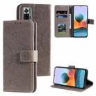 For Xiaomi Redmi Note 10 Pro Max Totem Flower Embossed Horizontal Flip TPU + PU Leather Case with Holder & Card Slots & Wallet(Gray) - 1