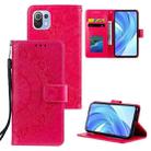 For Xiaomi Mi 11 Lite Totem Flower Embossed Horizontal Flip TPU + PU Leather Case with Holder & Card Slots & Wallet(Red) - 1