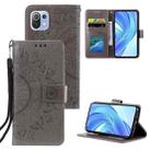 For Xiaomi Mi 11 Lite Totem Flower Embossed Horizontal Flip TPU + PU Leather Case with Holder & Card Slots & Wallet(Gray) - 1