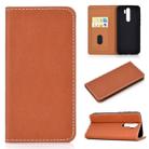 For Xiaomi Redmi Note 8 Pro Solid Color Magnetic Horizontal Flip Leather Case with Card Slot & Holder(Brown) - 1