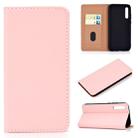 For Galaxy A50 Solid Color Magnetic Horizontal Flip Leather Case with Card Slot & Holder(Pink) - 1