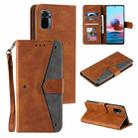 For Xiaomi Redmi Note 10 5G Stitching Calf Texture Horizontal Flip Leather Case with Holder & Card Slots & Wallet(Brown) - 1