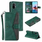 For Xiaomi Redmi Note 10 5G Stitching Calf Texture Horizontal Flip Leather Case with Holder & Card Slots & Wallet(Green) - 1