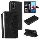 For Xiaomi Redmi Note 10 5G Stitching Calf Texture Horizontal Flip Leather Case with Holder & Card Slots & Wallet(Black) - 1