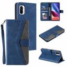 For Xiaomi Redmi K40 Stitching Calf Texture Horizontal Flip Leather Case with Holder & Card Slots & Wallet(Dark Blue) - 1