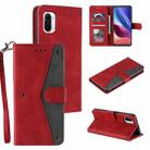 For Xiaomi Redmi K40 Stitching Calf Texture Horizontal Flip Leather Case with Holder & Card Slots & Wallet(Red) - 1