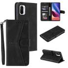 For Xiaomi Redmi K40 Stitching Calf Texture Horizontal Flip Leather Case with Holder & Card Slots & Wallet(Black) - 1